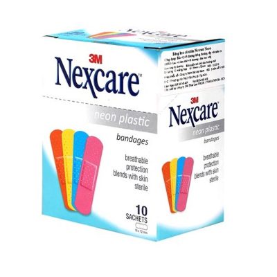 Nexcare Băng keo cá nhân màu Neon 9 miếng/gói, 10 gói/hộp